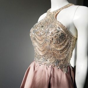 Tiffany 16269 Taupe Nude Sz 2 Satin Ball Gown